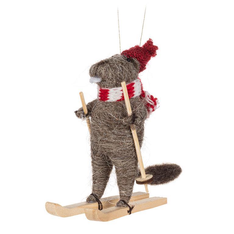 Skiing Beaver Ornament