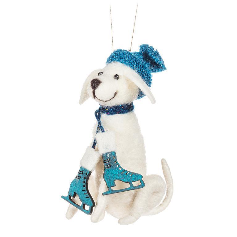 Dog w/ Hat & Skates Ornament