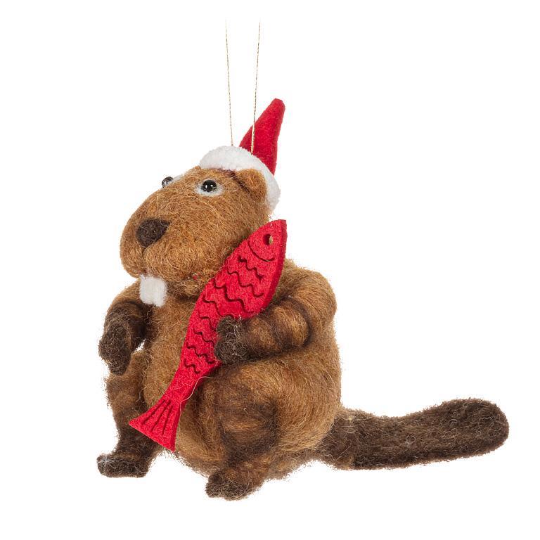 Beaver w/ Fish Ornament